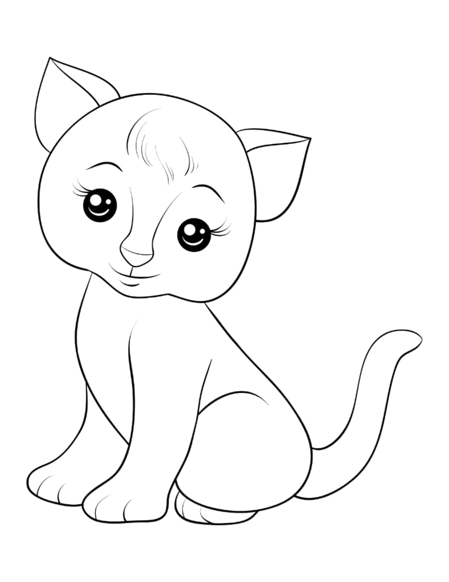 Detailed Cute Simple Kitten Outline Cat Coloring Pages Pdf Free Vectors